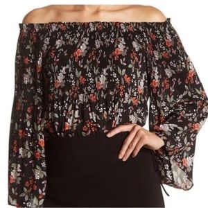 Max Studio black floral blouse